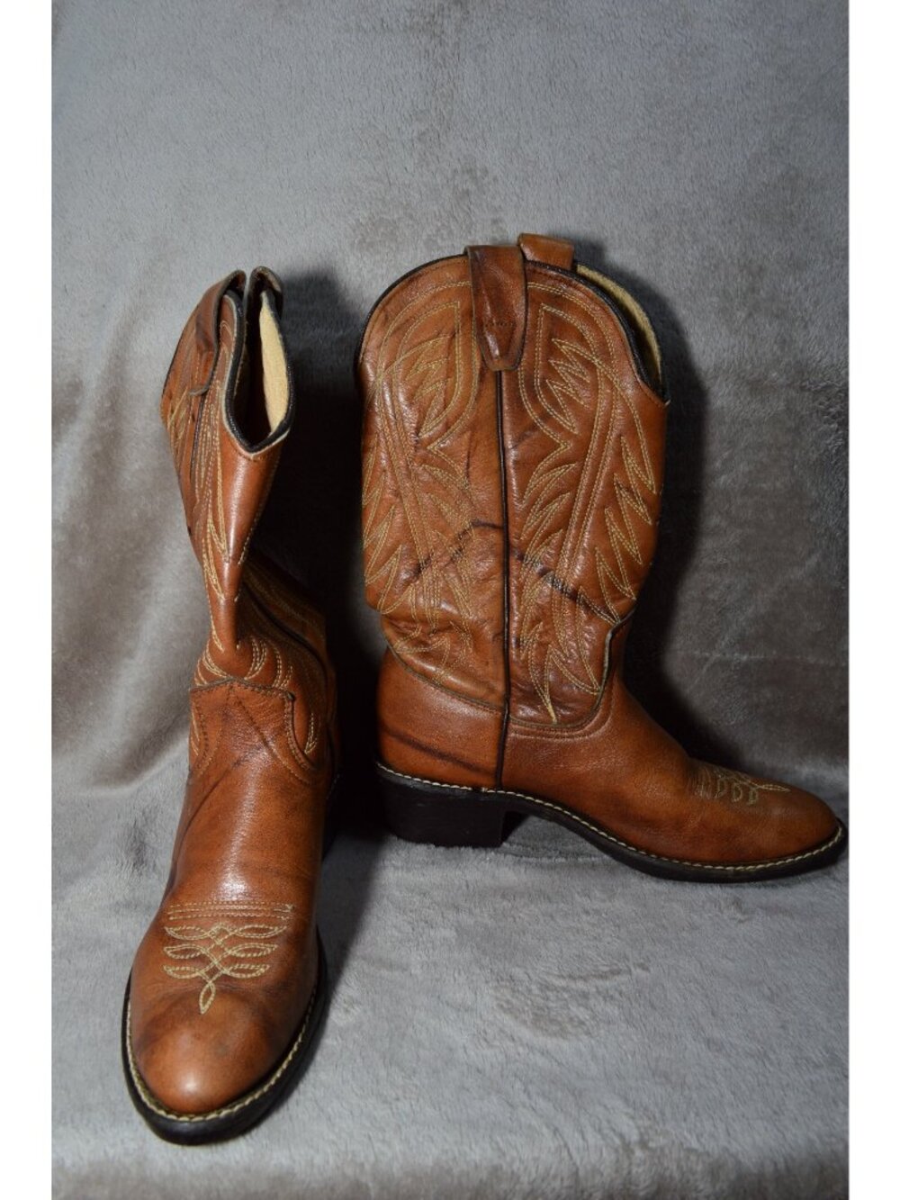 Wrangler Kids Youth Size 4 Boots Western Classic Rodeo Brown Leather Round